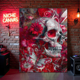 Rose Petal Skull Garden Feast - NicheCanvas