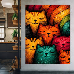 Dreamy Feline Kaleidoscope - NicheCanvas