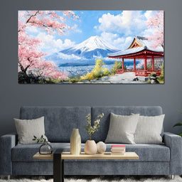 Cherry Blossom Mountain Retreat - NicheCanvas