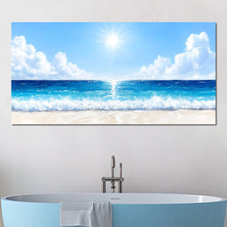 Endless Horizon Sunlit Beach - NicheCanvas