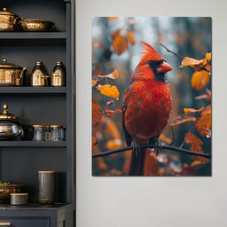 Autumn Cardinal's Perch - NicheCanvas