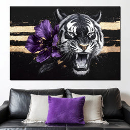 Tiger Roar of the Violet Stripes - NicheCanvas