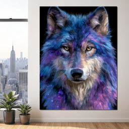 Galactic Wolf Night Watcher - NicheCanvas