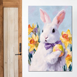 Pastel Easter Bunny With Egg - NicheCanvas