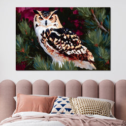 Autumn Pines Watchful Owl - NicheCanvas