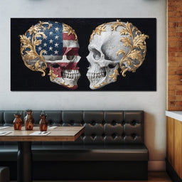 Gilded Patriotic Skull Confront - NicheCanvas