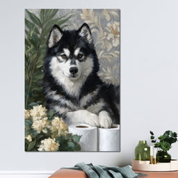 Malamute Bathroom Guardian - NicheCanvas