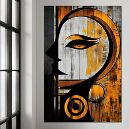 Golden Elegance Abstract Face - NicheCanvas