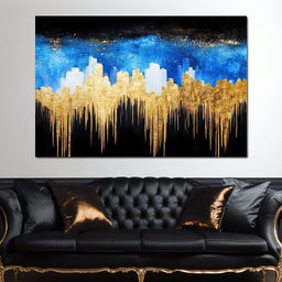 Golden Cityscape Skyline Elegance - NicheCanvas