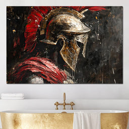Spartan Solitude in Crimson - NicheCanvas
