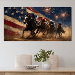 Thundering Hooves Under Patriotic Skies - NicheCanvas