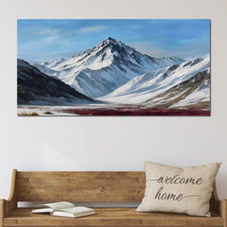 Snowy Alpine Peak Over Heather - NicheCanvas
