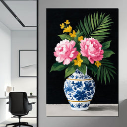 Floral Elegance in Blooming Vase - NicheCanvas