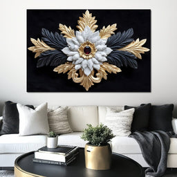 Baroque Marble Gold Ruby Emblem - NicheCanvas