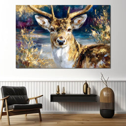 Golden Stag Forest Majesty - NicheCanvas
