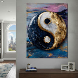 Golden Yin Yang Balance Flow - NicheCanvas