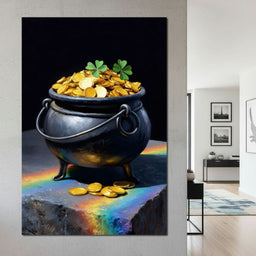 Lucky Clover Gold Cauldron - NicheCanvas