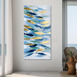 Golden Koi Abstract Waterscape - NicheCanvas