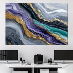 Gilded Riverstone Flow - NicheCanvas