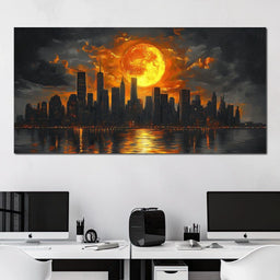 Golden Cityscape Nocturne - NicheCanvas