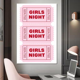 Girls Night Pink Ticket Trio - NicheCanvas