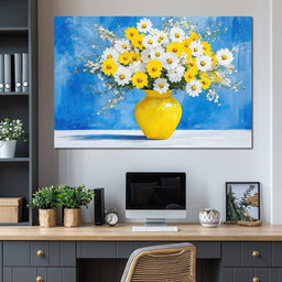 White & Yellow Flowers - NicheCanvas