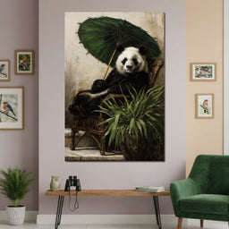 Panda Garden Parasol Calmness - NicheCanvas