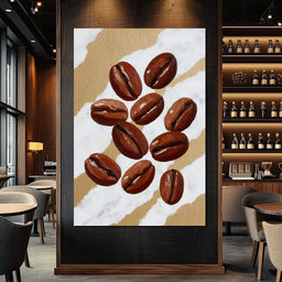 Coffee Beans Gilded Background - NicheCanvas