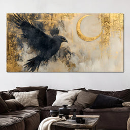 Eagle Soar Under Golden Moon - NicheCanvas