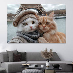 Parisian Feline Companions - NicheCanvas