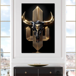 Golden Bull Deco Skull Majesty - NicheCanvas