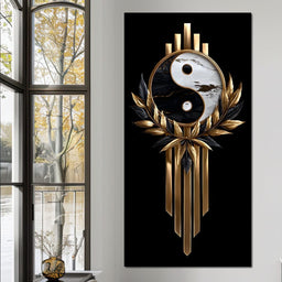 Golden Yin Yang Marble Elegance - NicheCanvas