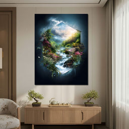 Hexagonal Nature Portal Cascade - NicheCanvas