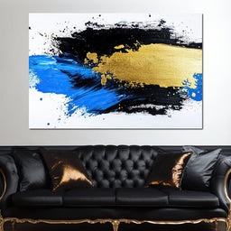 Golden Horizon Brushstroke Fusion - NicheCanvas