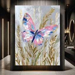 Pastel Butterfly Meadow Painting - NicheCanvas