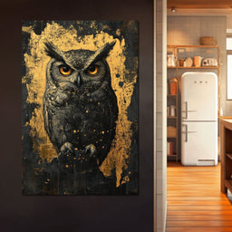 Golden Nocturnal Owl - NicheCanvas