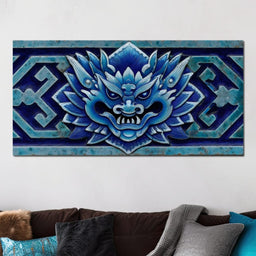 Cerulean Guardian Dragon Face - NicheCanvas