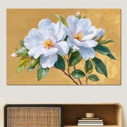 Golden Gardenia Duet Blooming - NicheCanvas