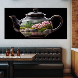 Zen Teapot Garden Reflection - NicheCanvas