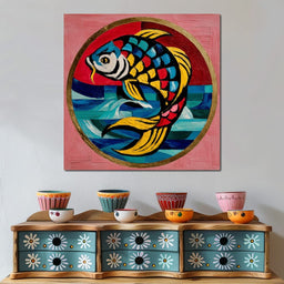 Colorful Koi Fish Mosaic Wave - NicheCanvas
