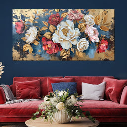 Golden Royal Flowers 01 - Wildrose Creations - NicheCanvas