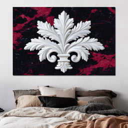 White Fleur De Lis Red Stone - NicheCanvas
