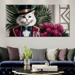 Elegant Feline in Formal Garden - NicheCanvas