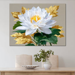 Golden Petals Lotus Elegance - NicheCanvas