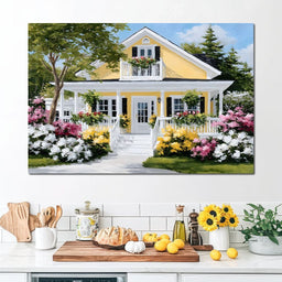 Sunlit Yellow Cottage Garden - NicheCanvas