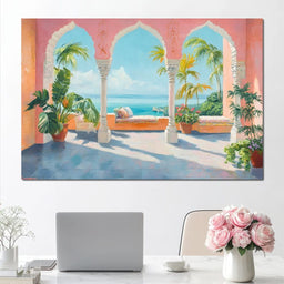 Sunlit Terrace Paradise View - NicheCanvas