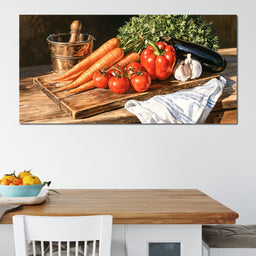 Rustic Kitchen Produce Preparation - NicheCanvas