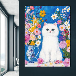 Floral Harmony Kitty - NicheCanvas