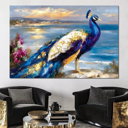 Coastal Peacock Golden Glow - Neal Hackett - NicheCanvas