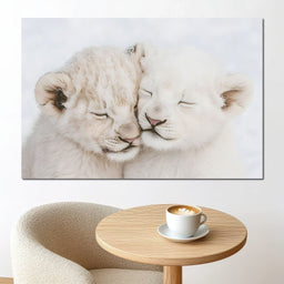Cub Companions Embrace Tenderly - NicheCanvas